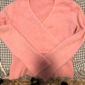- Vintage bubble gum pink wrap over angora sweater